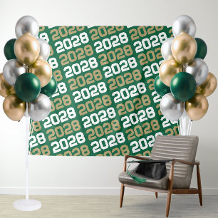Green and Gold Graduation Class Year Backdrop