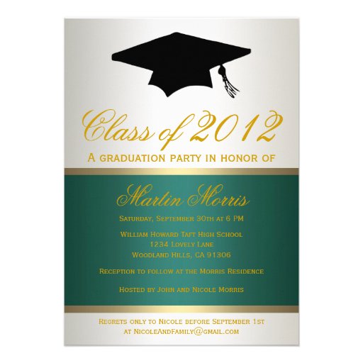 Green and Gold Graduation Invitation 5