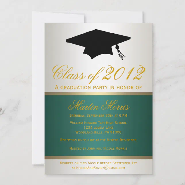 Green and Gold Graduation Invitation | Zazzle