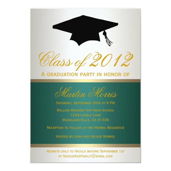 Green and Gold Graduation Invitation | Zazzle