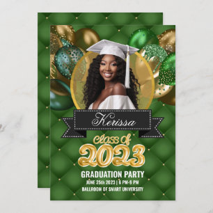 Green and Gold Graduation Party Invitation