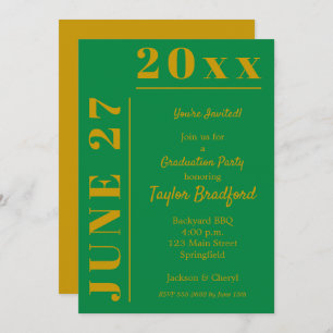 Green and Gold Graduation Party Invitations