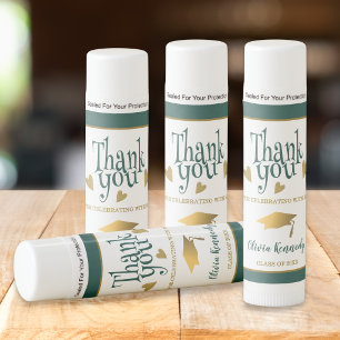 Green And Gold Graduation Party Thank You Favor   Lip Balm