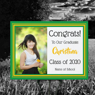 Green and Gold Graduation School Colors Sign