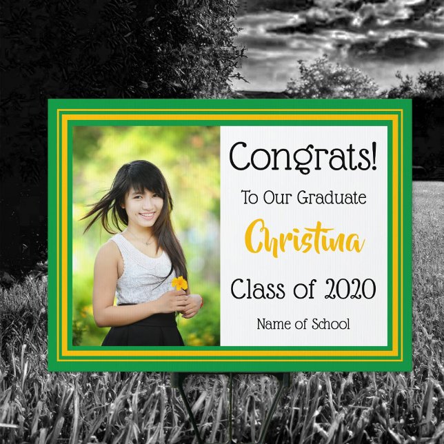 Green and Gold Graduation School Colors Sign (Creator Uploaded)