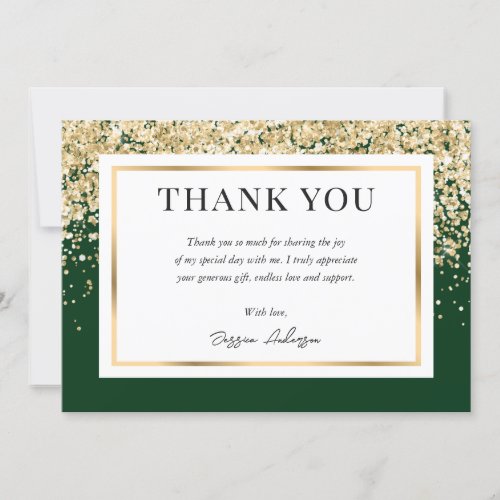 Green and Gold Graduation Thank You Card