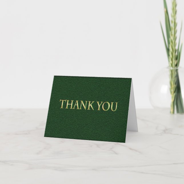 Green and Gold Graduation Thank You Card (Front)