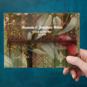 Green and Gold Greenery Christmas Pre-addressed Envelope