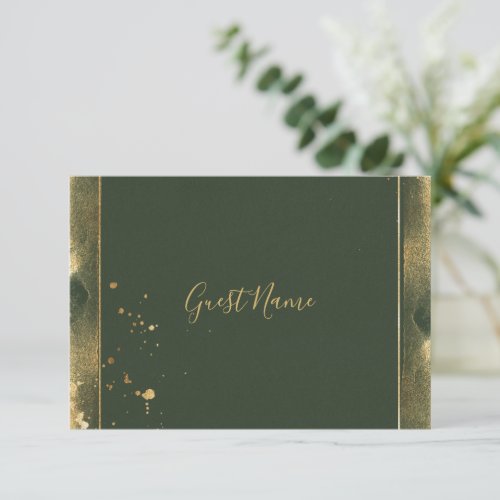 Green and gold guest name place card
