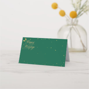 Green and Gold Happy Holidays Entertaining Place Card