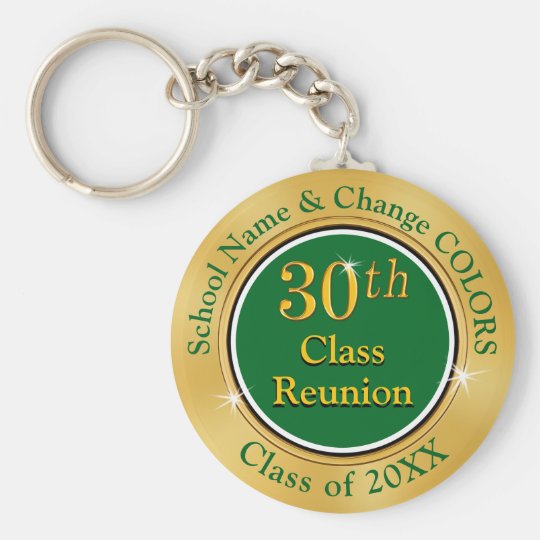 green-and-gold-high-school-reunion-ideas-30-years-keychain-zazzle