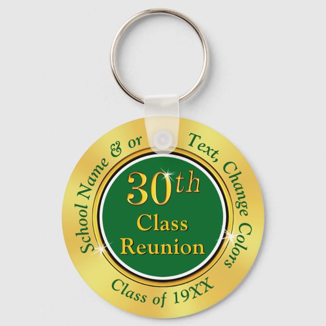 Green and Gold High School Reunion Ideas 30 years Keychain (Front)