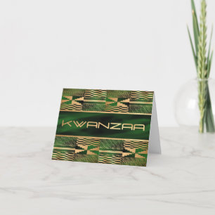 Green and Gold Kente Print "Happy Kwanzaa"  Card