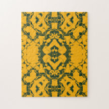 Green and Gold Lacy Kaleidoscope Pattern