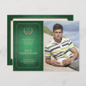 Green and Gold Law School Graduation Announcement (Front/Back)