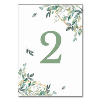 green and gold leaf table Table Number