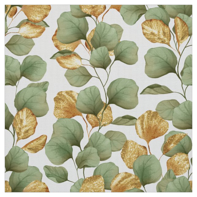 Green and gold leaves.  Pattern Fabric (Swatch)