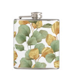 Green and Gold Leaves Pattern  Flask