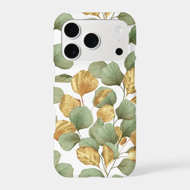 Green and gold leaves.  Pattern Iphone Case (Back)