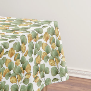 Green and gold leaves. Pattern Tablecloth