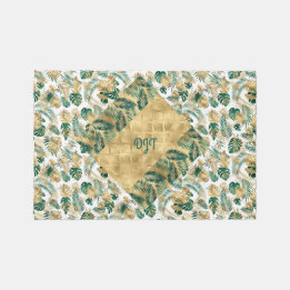 Green and Gold Leaves Rug