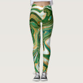 Emerald Green Liquid Abstract Leggings