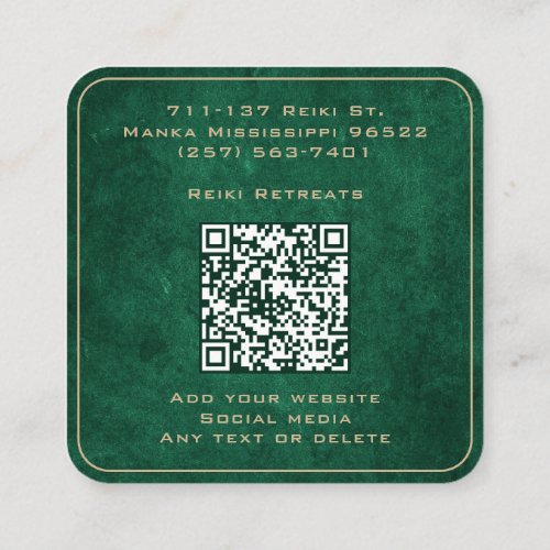    Green And Gold Mandala Reiki Healing Meditation Square Business Card