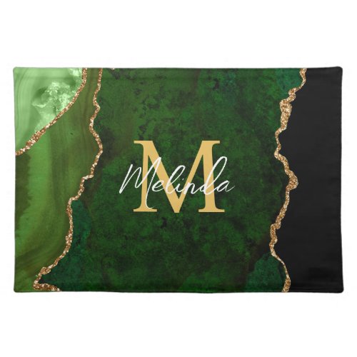 Green and Gold Marble Agate Cloth Placemat