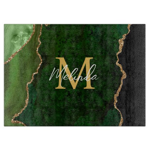 Green and Gold Marble Agate Cutting Board