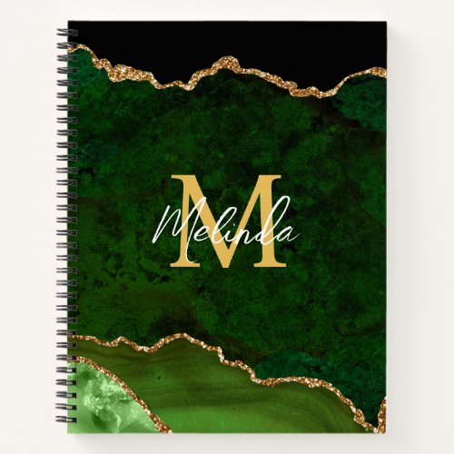 Green and Gold Marble Agate Notebook