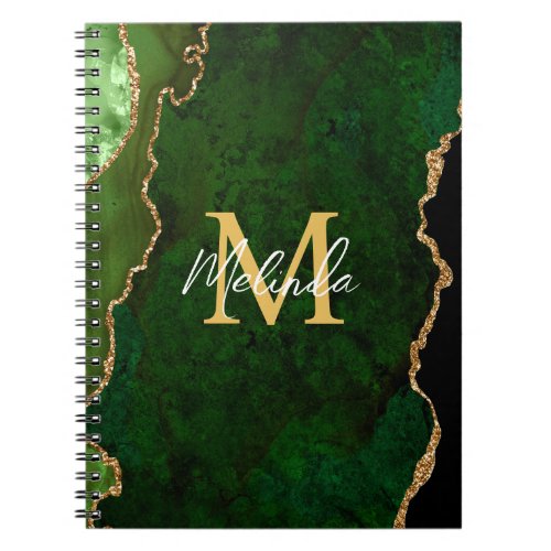 Green and Gold Marble Agate Notebook