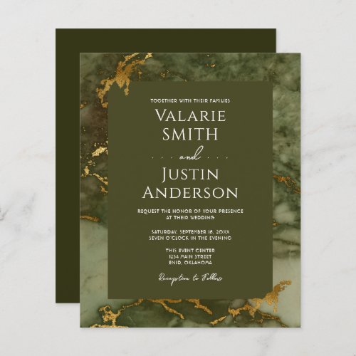 Green and Gold Marble Budget Wedding 