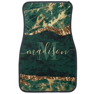 Green and Gold Marble Car Floor Mat