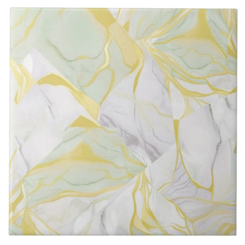 Green and Gold Marble  Ceramic Tile