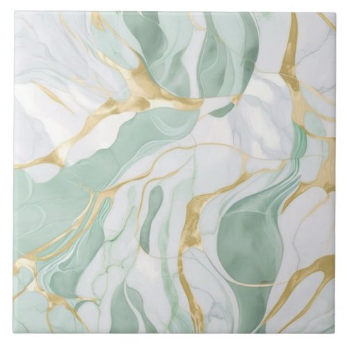 Green and Gold Marble  Ceramic Tile