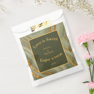 Green And Gold Marble Favor Bag