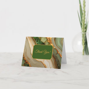 Green And Gold Marble Pattern Thank You Card