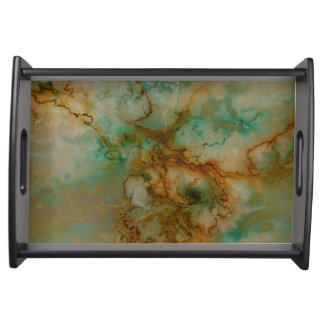 Green and Gold Marble Serving Tray
