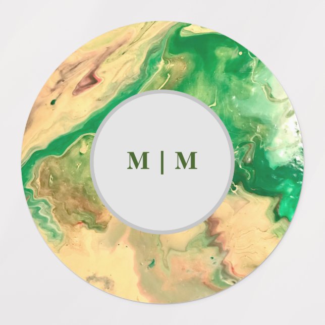 Green and gold marble swirls  labels (Design 1)