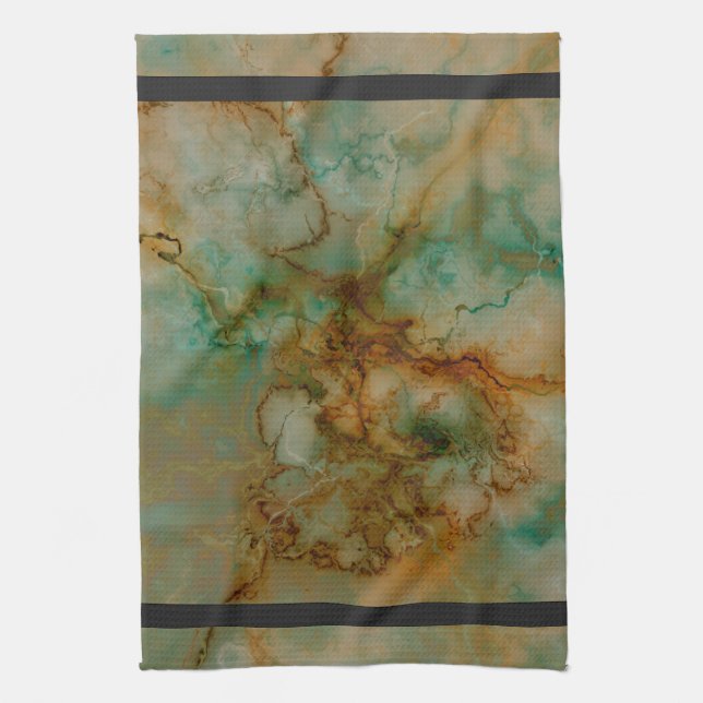 Green and Gold Marble Towel (Vertical)