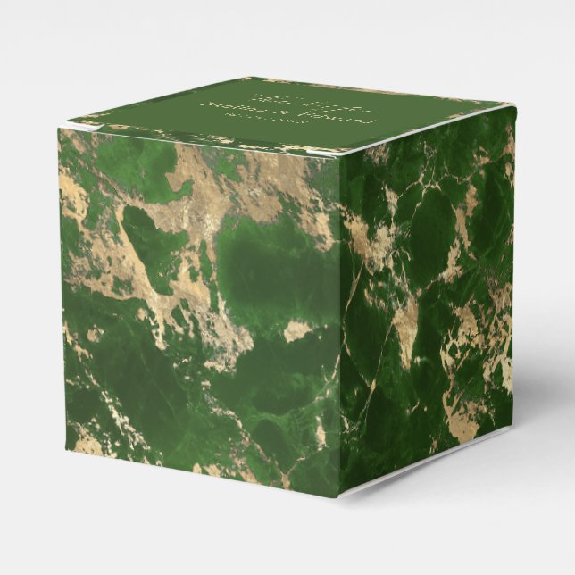 Green And Gold Marble Wedding Favor Box (Front Side)