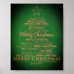 Green and gold merry christmas tree poster<br><div class="desc">Christmas tree design template</div>
