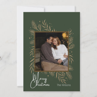 Green and Gold Minimalist Christmas Card