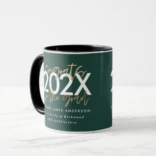 green and gold modern script stylish graduation mug