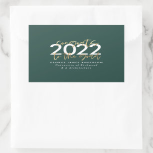 green and gold modern script stylish graduation rectangular sticker