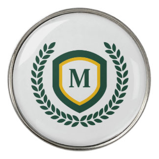 Green and Gold Monogram Logo Crest Golf Ball Marker