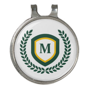 Green and Gold Monogram Logo Crest Golf Hat Clip