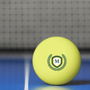 Green and Gold Monogram Logo Crest Ping Pong Ball