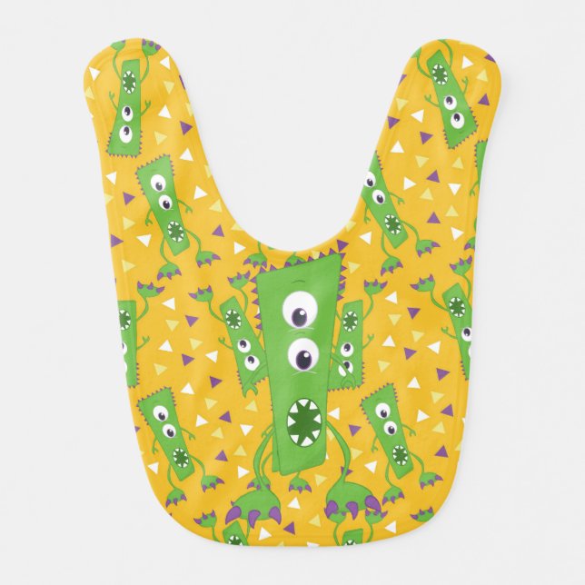 Green and Gold Monster Bib (Front)