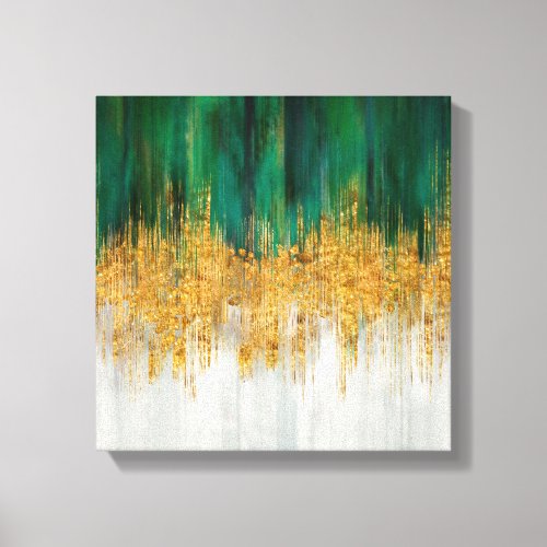 Green and gold motion abstract canvas print